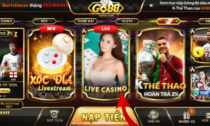 Chọn Live Casino