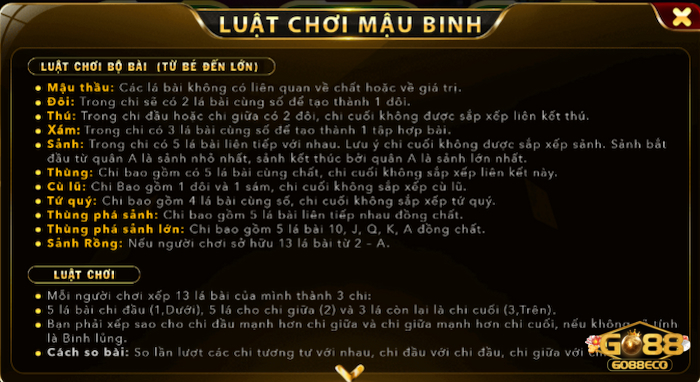 Thuật ngữ cơ bản trong game bài Mậu Binh tại KUBET